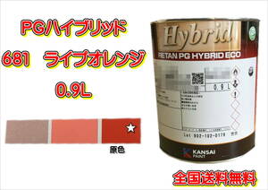 (在庫あり)関西ペイント　ＰＧハイブリッドエコ　681　0.9Ｌ　鈑金　塗装　補修　送料無料