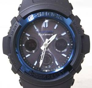 CASIO カシオ G-SHOCK AWG‐M100 デジアナ 電波ソーラー 腕時計 黒 青 メンズ