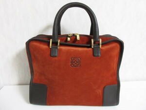 ロエベ LOEWE スエード レザー アマソナ 32 ハンドバッグ オレンジブラウン 北2906