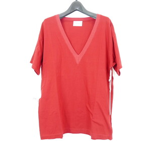 18SS The Letters ザ レターズ V NECK STRAP T-SHIRT RED ストラップ メッセージテープ Vネック 半袖 Tシャツ RED M