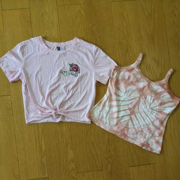 ◆USED◆H＆M 半袖Tシャツ &　キャミソール　サイズ：S　150~160くらい　COTTON 100％