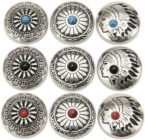 【送料無料】バネホック コンチョ ボタン ターコイズ 9個セット 20mm レザー クラフト 財布 バッグ 手芸 (シルバー)