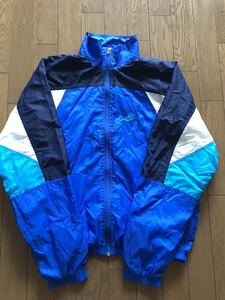 ビンテージ レア 90's 銀タグ美品 NIKE ナイキ ナイロンジャケット ウインドブレーカー Mサイズ 青ブルー ウィンドランナー 古着