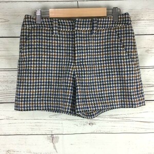 （処分市）イエナ★IENA★ハリスツイード★HARRIS TWEED★ショートパンツ【S/紺×茶×ベージュ】ウールパンツ/千鳥柄◆2W01