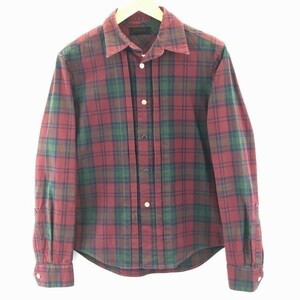 ( liquidation city ) cheap postage / made in Japan * And A /AND A* long sleeve flannel shirt [42/S degree / red × green ] cotton 100%/ tartan check *BA526L