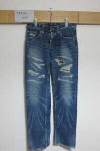 TMT CRUSH REPAIR DENIM STARAIGHT PANTS Denim брюки S-30 индиго TPT-S0803 чай Emuti 