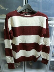 GUCCI sweater long sleeve border S one red x white Gucci 