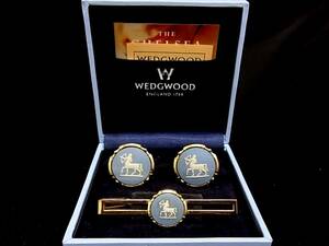 *N2634*#USED товар среднего качества # Wedgwood [ Gold ]#[ талон tau Roth ] # редкость цвет * бледно-голубой запонки & галстук пинцет!
