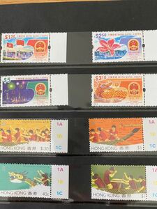 外国の切手　香港　中国　ドラゴンボート　8枚