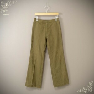 訳あり特価!USED*HARDY AMIES/ハーディエイミス/40/M～L相当/日本製ネルワイドパンツ/センタープレス/ボトムス/カーキ/シンプル/