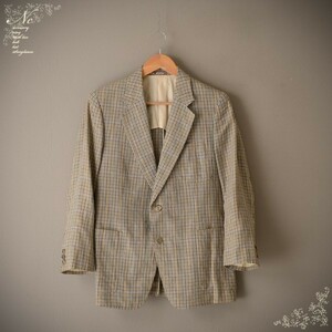  price decline! with translation special price!USED*Emanuel Ungaro/ Ungaro /AB4/A4 corresponding / France made cloth check pattern tailored jacket / brown group / gentleman /
