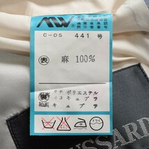 値下!訳あり特価!USED*TRUSSARDI/トラサルディ/L相当/チェック柄リネンジャケット/ブルー×グレー系/麻/紳士/ビジネス/春夏_画像6