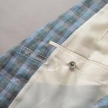 値下!訳あり特価!USED*TRUSSARDI/トラサルディ/L相当/チェック柄リネンジャケット/ブルー×グレー系/麻/紳士/ビジネス/春夏_画像7