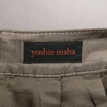 値下☆USED*YOSHIE INABA/ヨシエイナバ/9/日本製シルク混リネンタックタイトスカート/ブラウンカーキ系/シンプル/上品/シック/_画像3