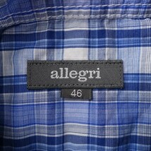 定価1.3万!新品未使用*allegri/アレグリ/46/M/チェック柄半袖ウエスタンシャツ/トップス/羽織/ブルー系/青色系/紳士/カジュアル/デイリー_画像3