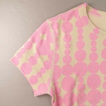 新品未使用*three dots/スリードッツ/S/US製ドット柄半袖クルーネックTシャツ/ピンク×ベージュ/お洒落/カジュアル/デイリー/お出掛け_画像4