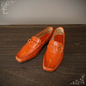  beautiful goods *JOYKS/ Joy ks/37/23.5 corresponding / Italy made leather moccasin shoes / man da Lynn orange / brilliant /e four to less / casual /tei Lee 