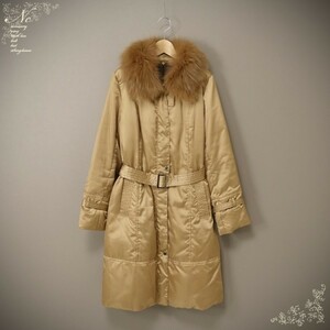 USED*LORITTI/roliti/L/ blue fox down coat with fur / bronze / long height / protection against cold / outer / autumn winter 