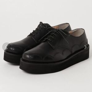 試着のみ美品◆フラボア FRAPBOISスカラップシューズ◆黒◆24.5◆厚底 革靴 ドレスシューズ 紐靴 本革