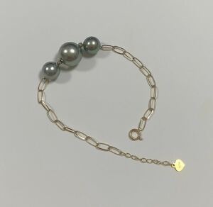 K18 Tahiti Black Butterfly pearl bracele silver gray 3pc