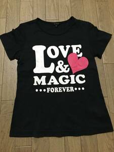 USED美品☆OLLINKARI 黒のPOPな半袖ロゴTシャツ　140㎝