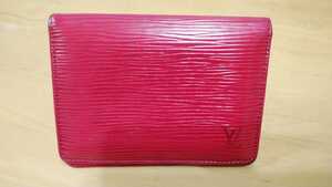 中古 LOUIS VUITTON ルイヴィトン エピ パスケース 定期入れ カードケース レッド LV Vernis cardcase 赤　送料無料