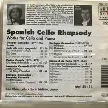 中古CD スパニッシュ・セロ・ラプソディ Spanish Cello Rhapsody Emil Klein Sorin Melinte ARTE NOVA_画像7