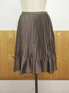 *rr1685 Burberry London pleated skirt size 36 BURBERRY LONDON silver Brown lustre equipped lady's free shipping *