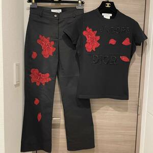 Christian Dior Christian Dior J*ADORE rose T-shirt pants top and bottom set setup 