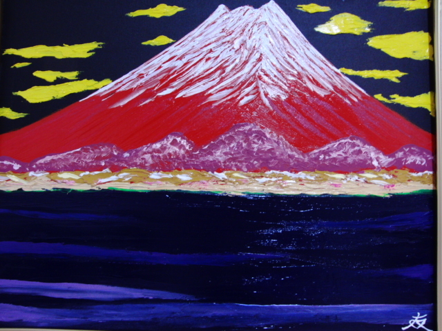 ≪Komikyo≫TOMOYUKI･Tomoyuki, Monte Fuji Fuji Rojo, Pintura al óleo/F15:65, 2×53, 0cm, Pintura al óleo única en su tipo., Pintura al óleo nueva de alta calidad con marco., Autenticidad garantizada y firmada a mano., cuadro, pintura al óleo, Naturaleza, Pintura de paisaje