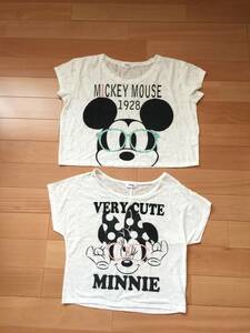 Disney ミッキー ミニー メガネ 半袖Tシャツ 2点セット まとめて 福袋 レディース メンズ ユニセックス 男女兼用 L M トップス カットソー