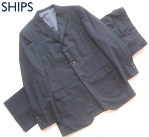  beautiful goods made in Japan!! Ships SHIPS* beautiful Silhouette 3. button wool suit 38 absolute size S~M.. gray 