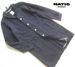 美品!!MARINE UNIFORM NATIC*ストレッチスウェットワークコート 実寸メンズS 紺 ネイビー マリンユニフォーム ナティック