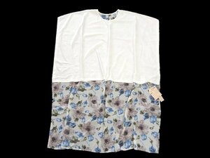 新品 定価7245円 lady made 異素材 ロング丈 切り替え Tシャツ 花柄 BIG Tシャツワンピ レディメイド ゆったり