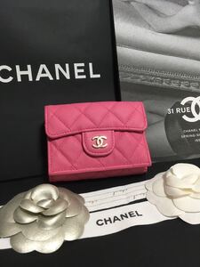 まま様専用 美品 30番台 シャネル マトラッセ キャビアスキン三つ折り財布 正規品