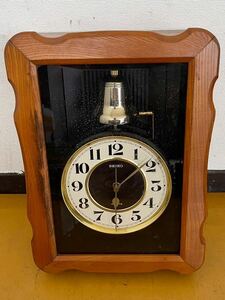 中古 SEIKO 掛け時計 壁掛け時計 木枠 木製 セイコー 昭和レトロ アンティーク 