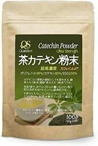 Qualselect 茶カテキン 粉末 [ 超高濃度/ポリフェノール 98%/ 無添加 ] 100g (500ml&