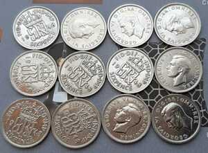 ヴィンテージ アンティーク 1948年 イギリス 英国ラッキー6ペンスコイン 12枚セット本物 ブリティッシュ 幸せシックスペンス コイン 