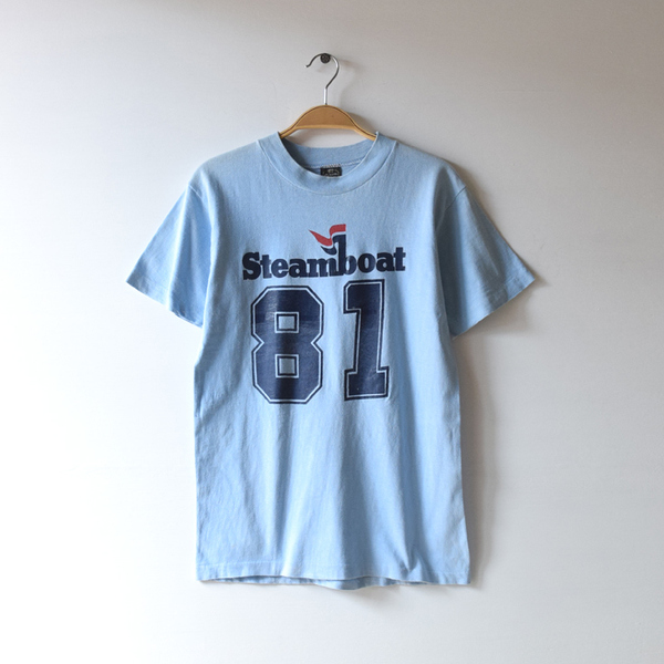 【送料無料】80S USA製 Anvil Steamboat 81 スチームボート81 オールド ナンバリング Tシャツ メンズS ヴィンテージ BB0129