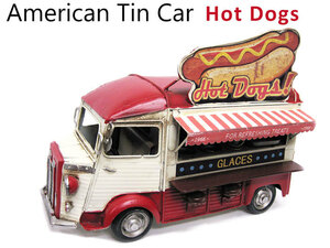  tin plate car hot dog shop hood truck (AZ8115/28cm) kitchen car Mini store model car west coastal area manner interior american miscellaneous goods 