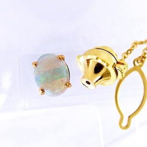 K18YG * tie tack opal 10 month birthstone simple design [ used ] /10022337