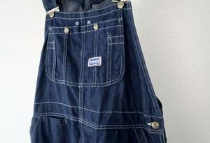  dark blue & use impression fewer 70's BIG SMITH indigo rigid Denim overall size inscription 34×34/ Vintage big Smith Work USA made 