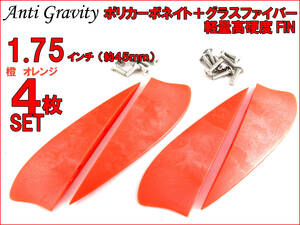 【Anti Gravity】 フィン 橙 オレンジ 1.75インチ 4枚セット FIN カイトボード カイトボーディング カイトサーフィン ウエイクボード n2ik