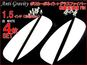 【Anti Gravity】 フィン 白 ホワイト 1.5インチ 4枚セット FIN カイトボード カイトボーディング カイトサーフィン ウエイクボード n2ik