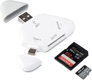 メモリカードリーダー SDメモリー カードリーダー USBマルチカードリーダー SD/TF読取 iphone/Type-C
