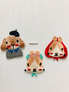 3枚入可愛い動物アイロンワッペン刺繍ワッペンアイロンワッペン