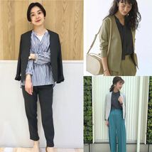 美品 定価15,400円◆UNITED ARROWS ユナイテッドアローズ green label relaxing◆リネンライク 麻調合繊 ノーラペル ジャケット 40 春 夏_画像2