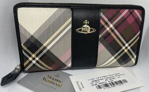 Vivienne Westwood ヴィヴィアンウエストウッド チェック ラウンドファスナー 長財布 未使用 ブラック