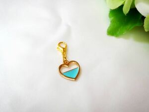 Cute light blue × Gold color heart mask charm ♪ fastener charm handmade ♪ Accessories