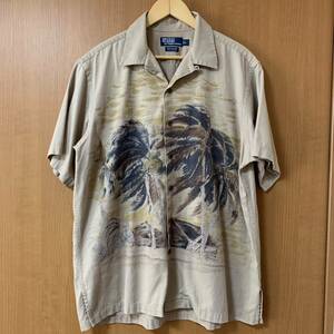 RALPH LAUREN S/S VINTAGE CAMP SHIRT SIZE L ラルフローレン 開襟 CALDWELL CLAYTON パームツリー